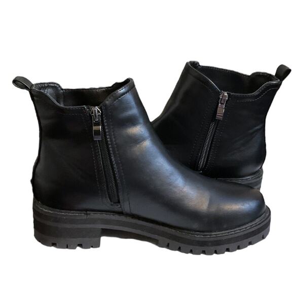 Shein Boots Women's Platform Sz 6.5M Black Ankle Side Zip Chunkly Rubber Sole - Picture 13 of 16